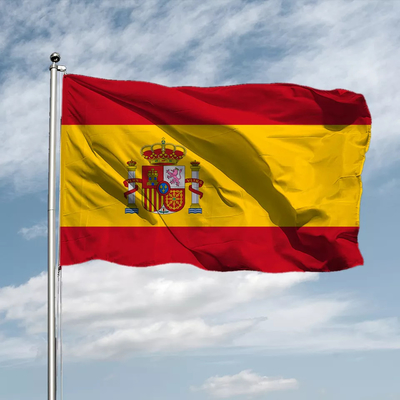 Drapeaux du monde de polyester de couleur de Pantone accrochant le drapeau national de l'Espagne de style