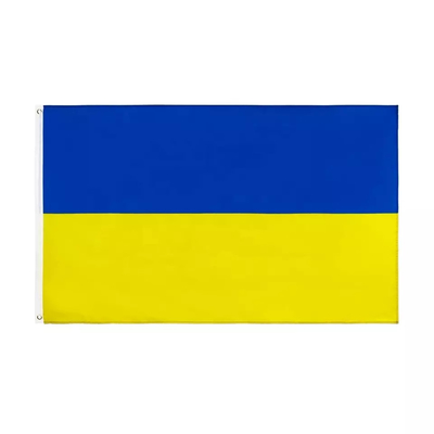 Le monde de polyester de couleur de Pantone marque le style accrochant ukrainien du drapeau 3x5 national