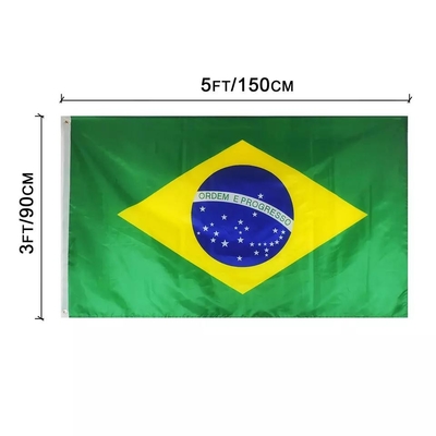 Le Brésil fait sur commande de haute qualité marque des drapeaux du polyester 100D de 3x5Ft