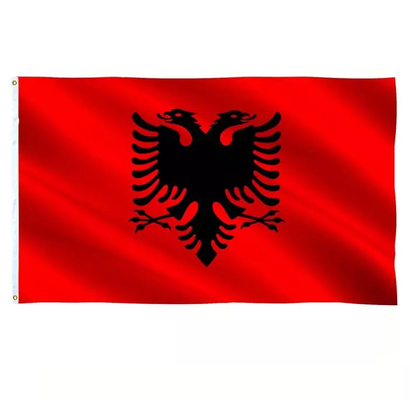 Drapeau 100% de pays fait sur commande de l'Albanie de polyester de drapeaux de la couleur 3X5 pi de CMYK