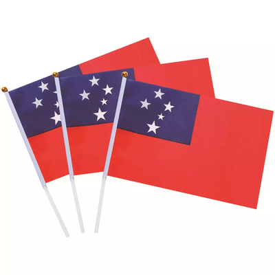 Le drapeau de pays tricoté du Samoa de polyester Polonais blanc a personnalisé les drapeaux tenus dans la main