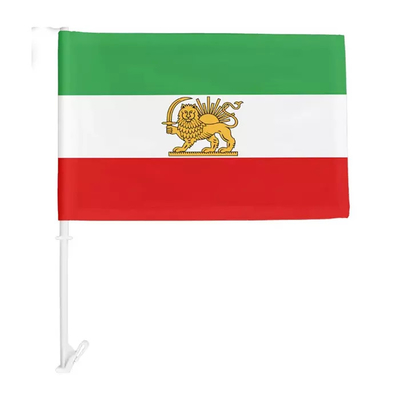 Polyester iranien fait sur commande Iran Lion Flag de couleur de Pantone de drapeau de fenêtre de voiture