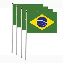 Drapeaux 100% tenus dans la main faits sur commande du drapeau 14x21cm Brésil du Brésil de polyester