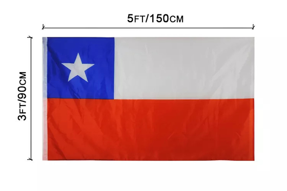 Drapeau de pays fait sur commande du Chili 3X5ft 100% impressions du polyester CMYK Digital