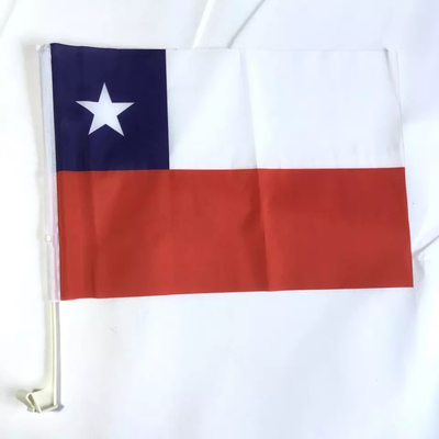 Doubles drapeaux faits sur commande dégrossis de Windown de voiture de polyester de drapeau d'état du Chili