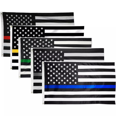 Digital imprimant le vert rouge jaune bleu mince américain Gray Line Flags du drapeau 3x5 pi de polyester