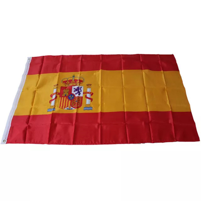 Drapeaux du monde de polyester de couleur de Pantone accrochant le drapeau national de l'Espagne de style