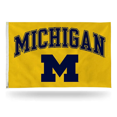 Taille faite sur commande accrochante du polyester 3x5ft de drapeau du Michigan Wolverines de style